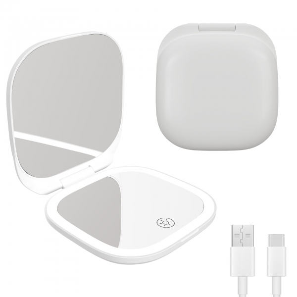 Rechargeable Double-Sided LED Pocket Mirror