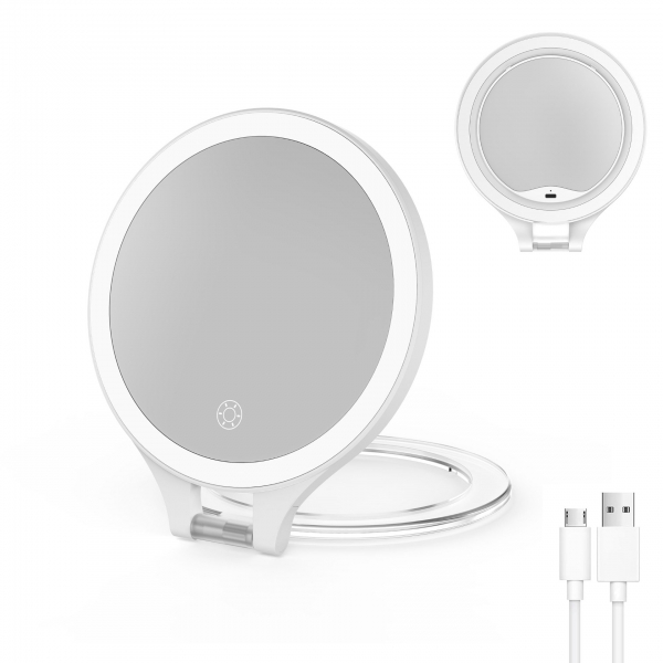 Double-Sided Folding LED Makeup Mirror
