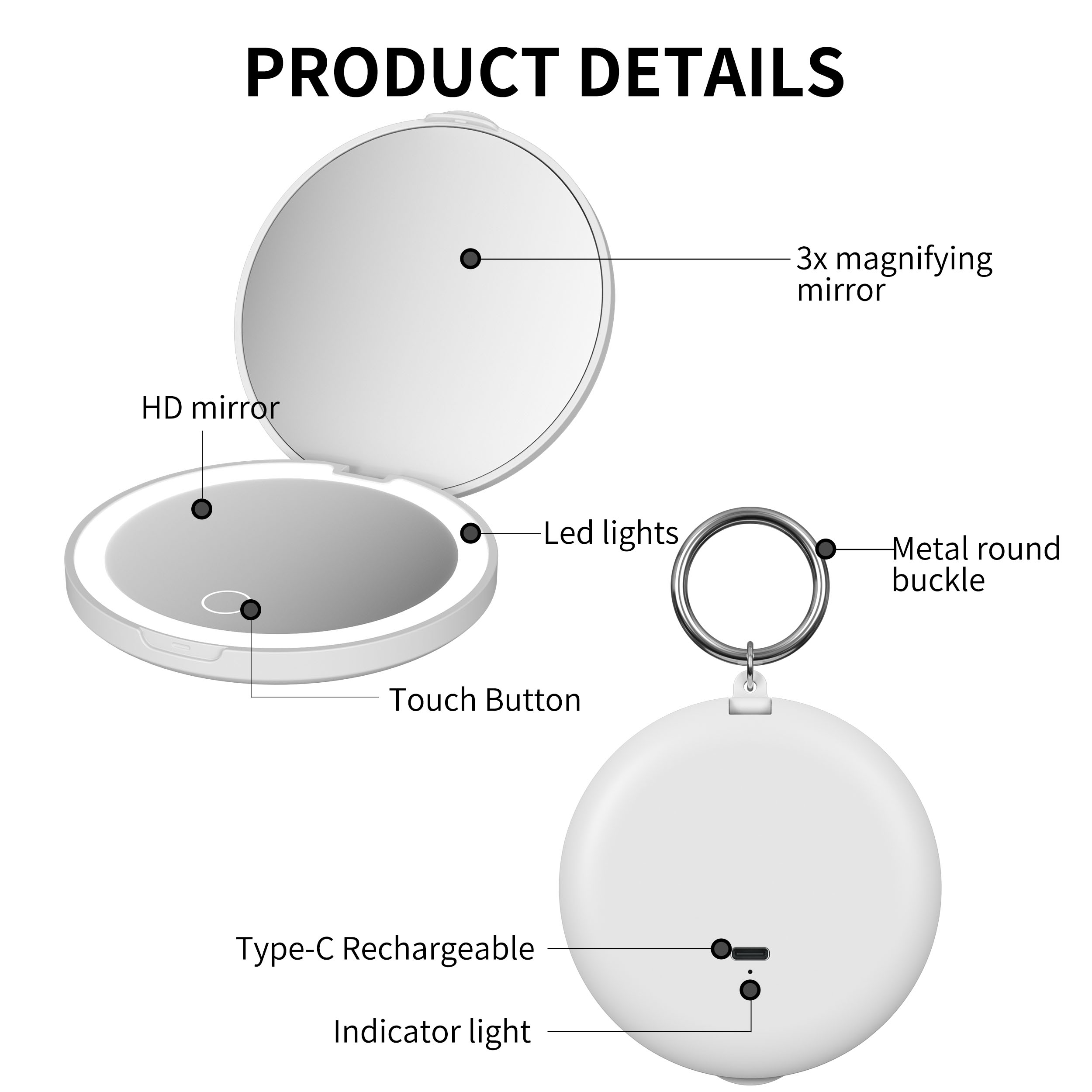 Compact Magnifying Mirror With Light
