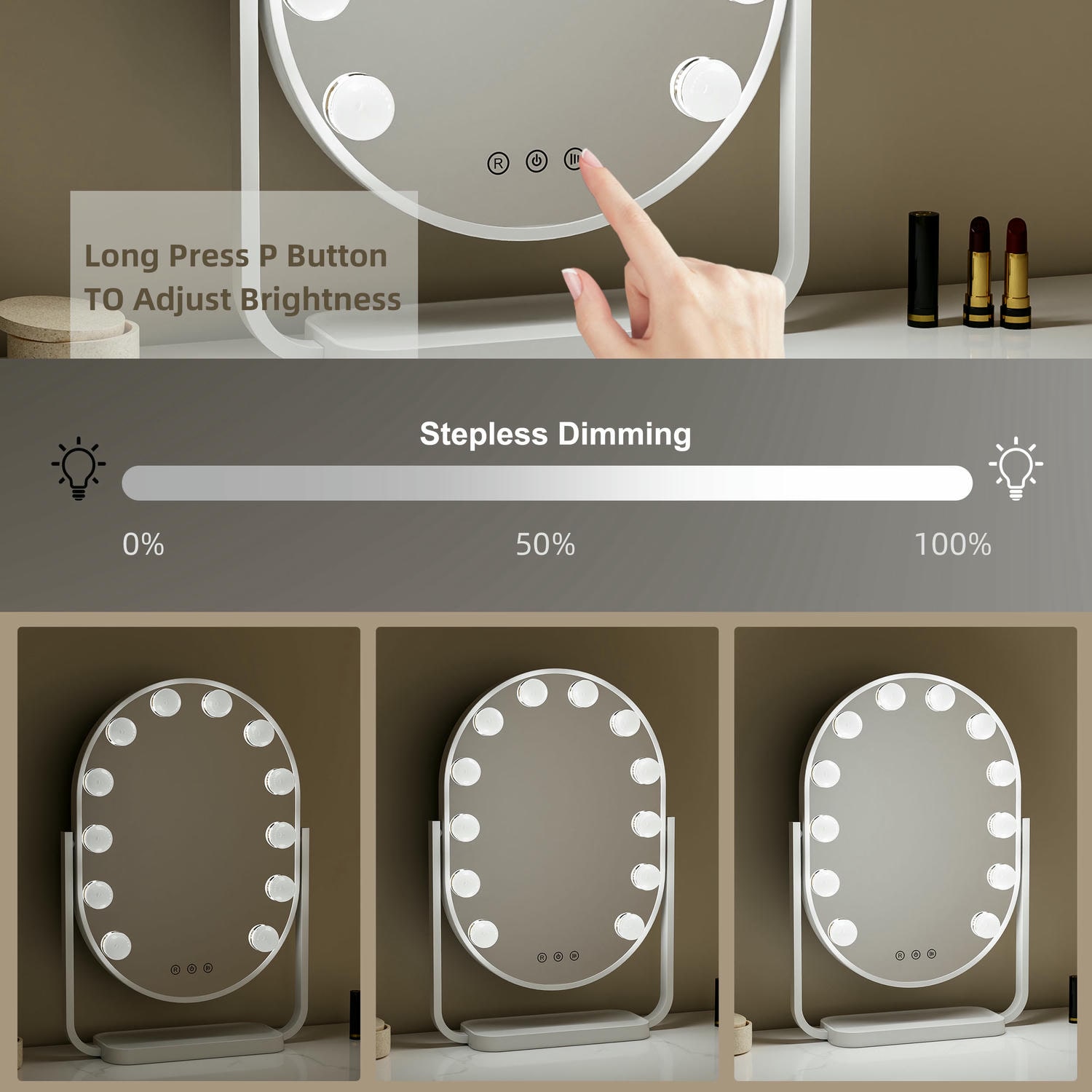 Oval Hollywood Mirror