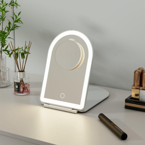 Arched Led Travel Folding Mirror