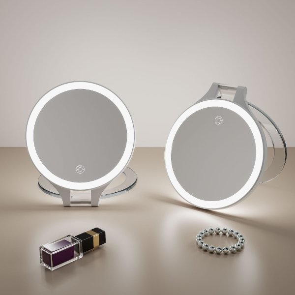 Double-Sided Folding LED Makeup Mirror