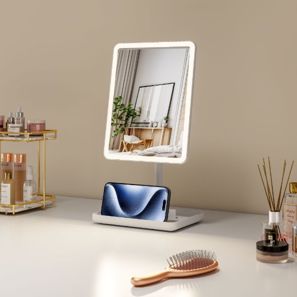 LED Vanity Mirror With Phone Holder