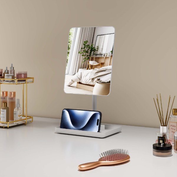 Vanity Mirror With Phone Holder