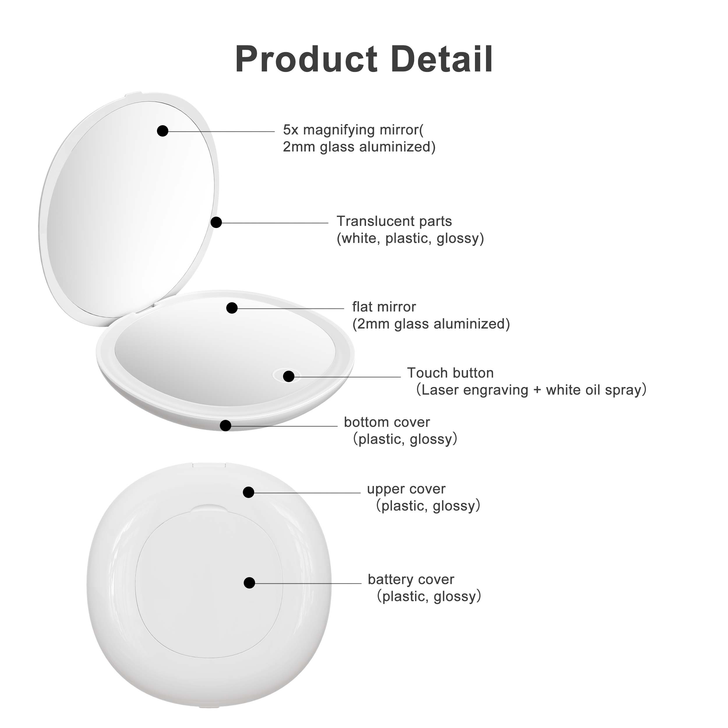 RM342 Led Compact Pocket Mirror With Led Light RM342 Led Compact Pocket Mirror With Led Light