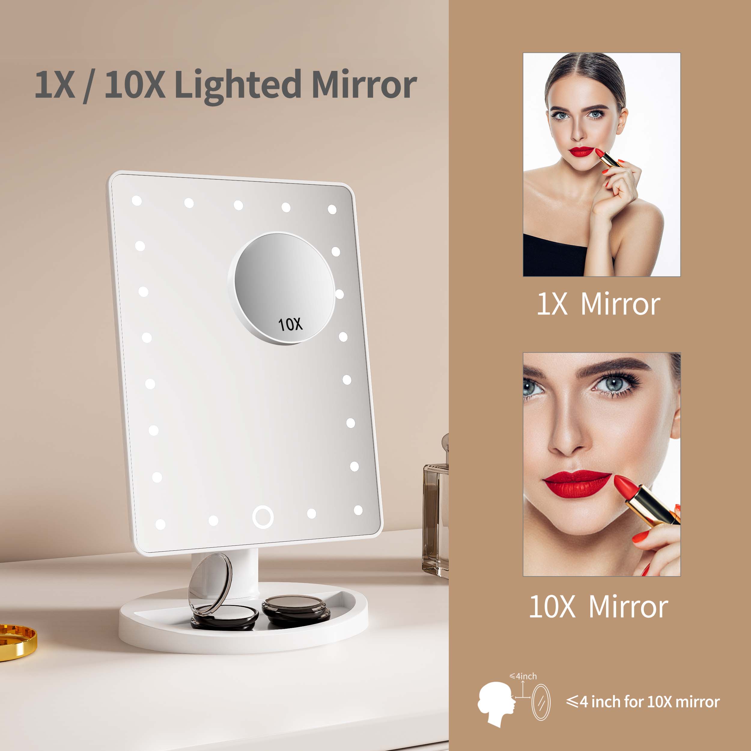 SM145-DL Led Table Vanity Mirror With Lights