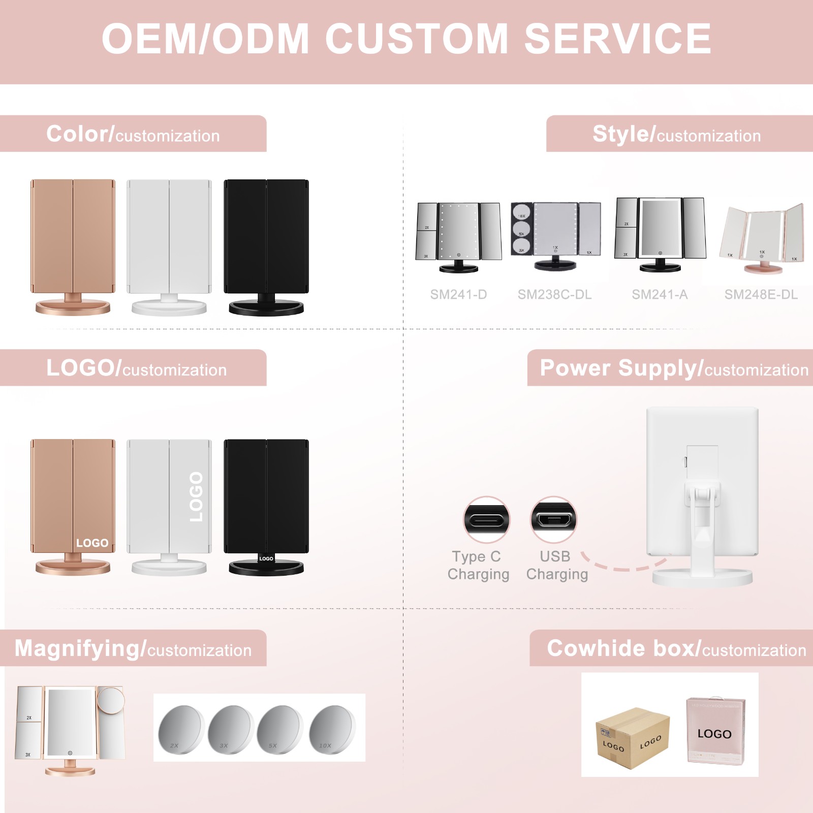 SM241A Led Trifold Vanity Mirror SM241A Led Trifold Vanity Mirror