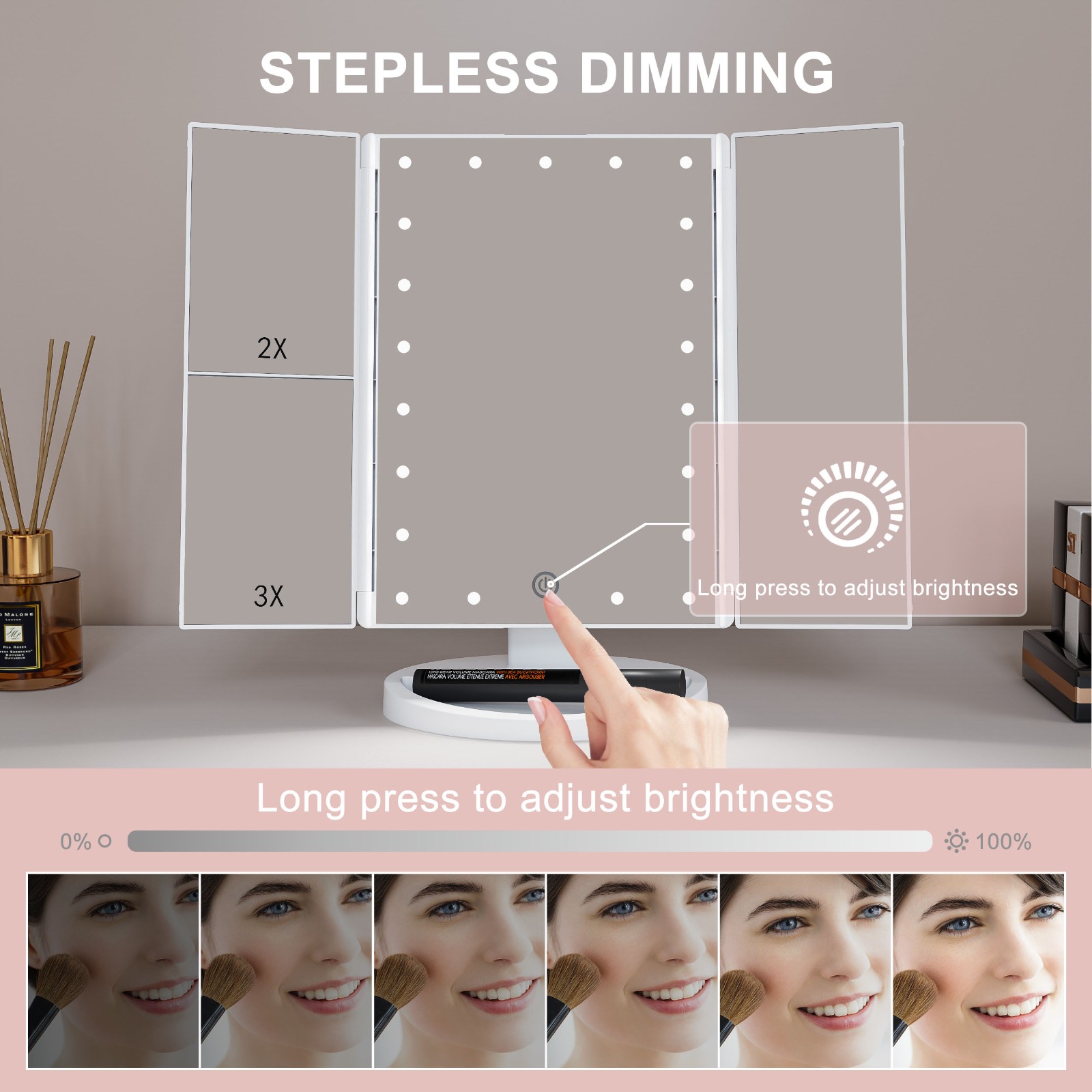 SM241D Led Trifold Vanity Mirror SM241D Led Trifold Vanity Mirror