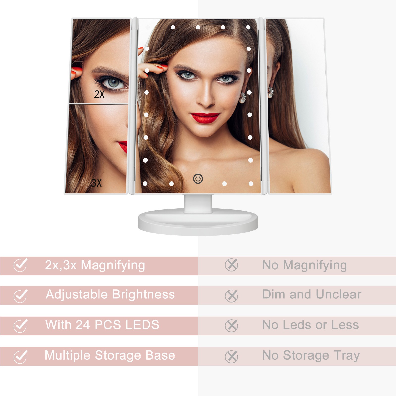 SM241D Led Trifold Vanity Mirror SM241D Led Trifold Vanity Mirror