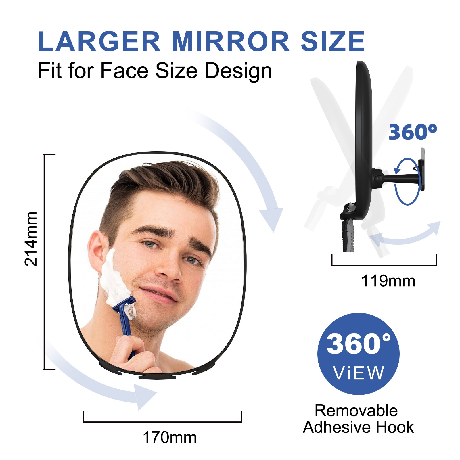 Fogless Shower Mirror for Shaving