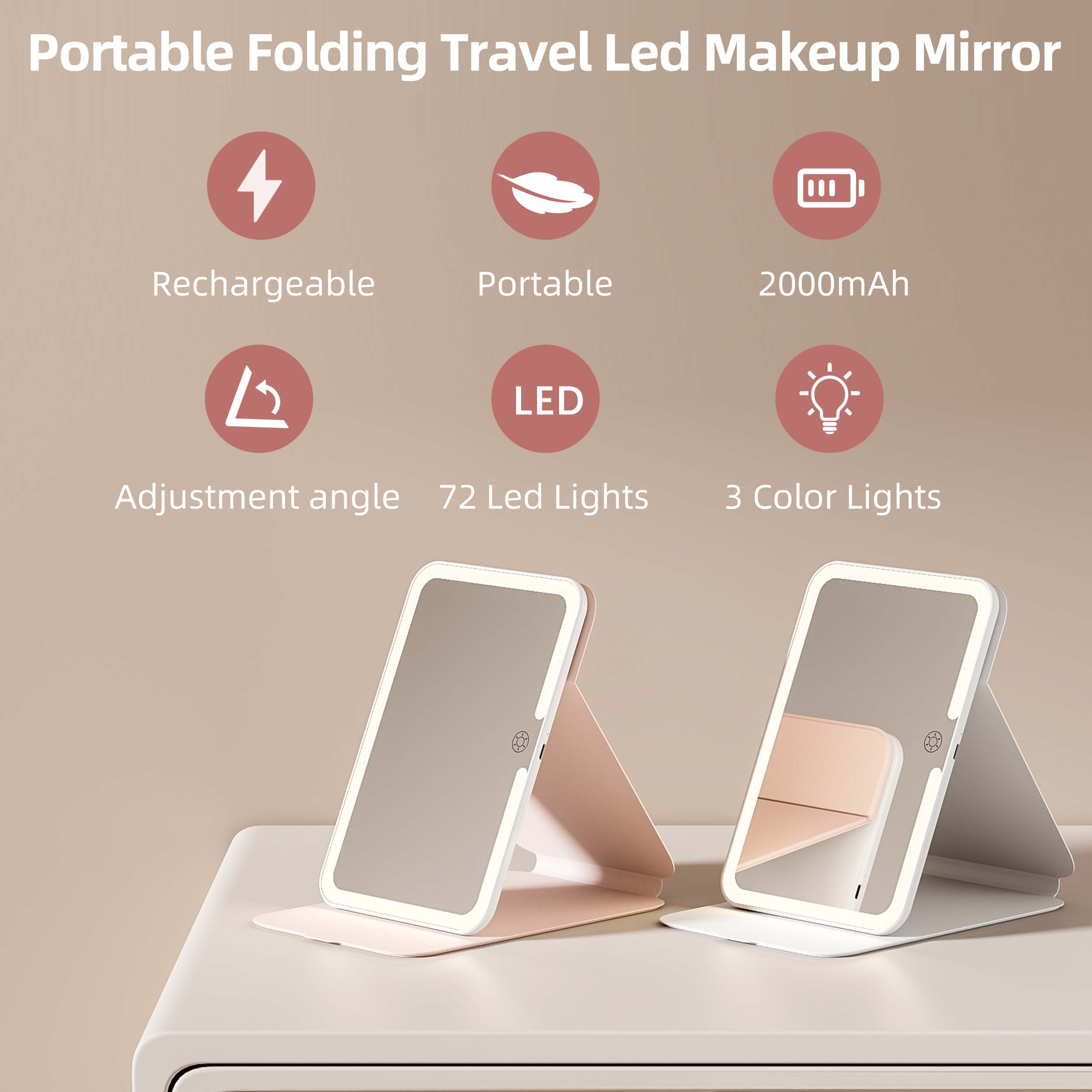 Folding Travel Mirror With Light