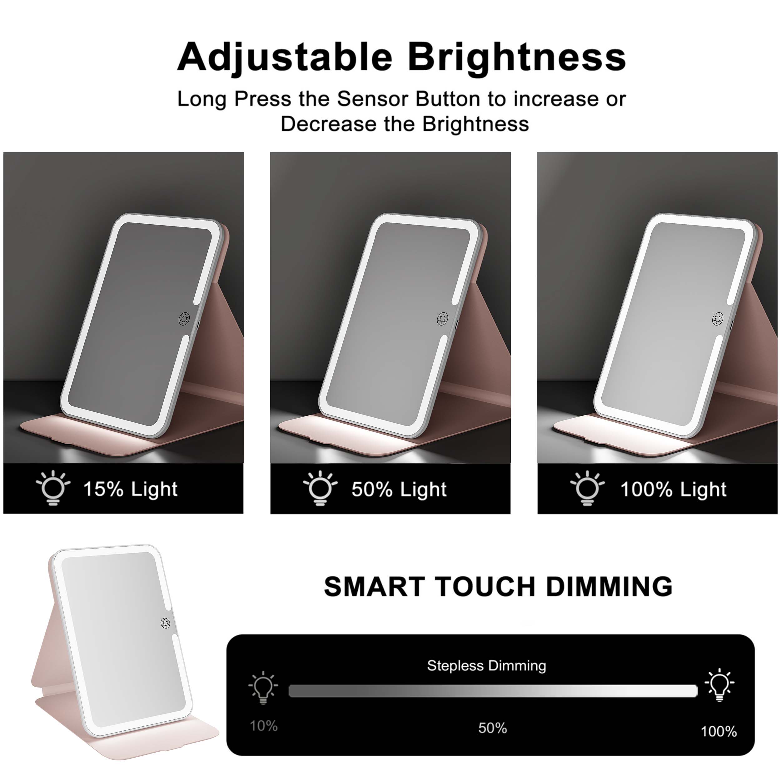 Folding Makeup Mirror With Lights